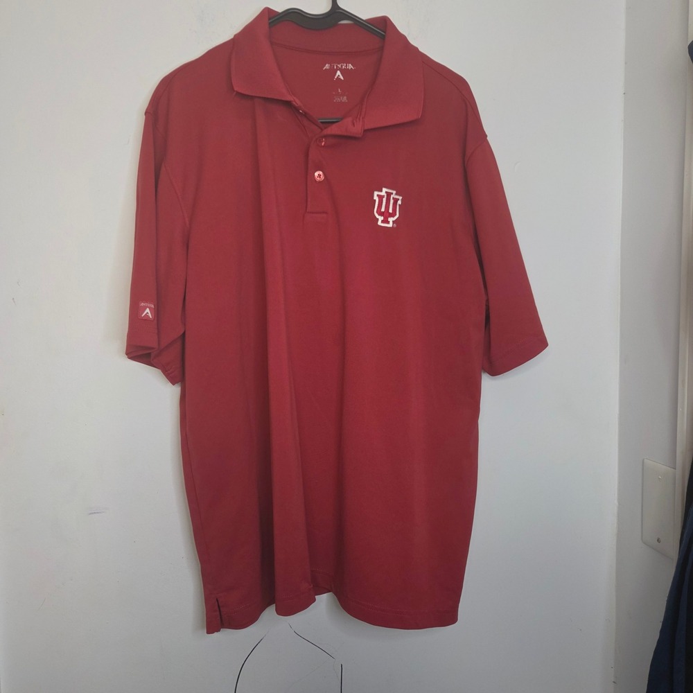 Antigua‎ Indiana University Hoosiers Mens Large Crimson Red Pique Polo Shirt IU